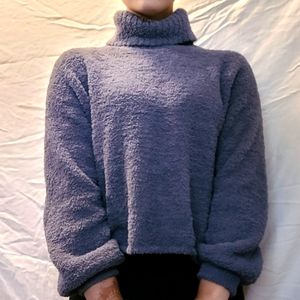 Fuzzy sweater turtleneck